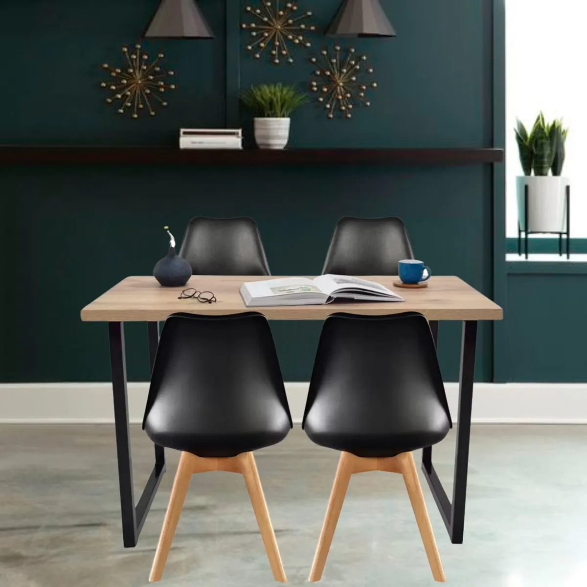 EKONOMODO - Juego de Comedor Moderno para 4 Personas (Comedor + 4 Sillas) Ekonomodo 