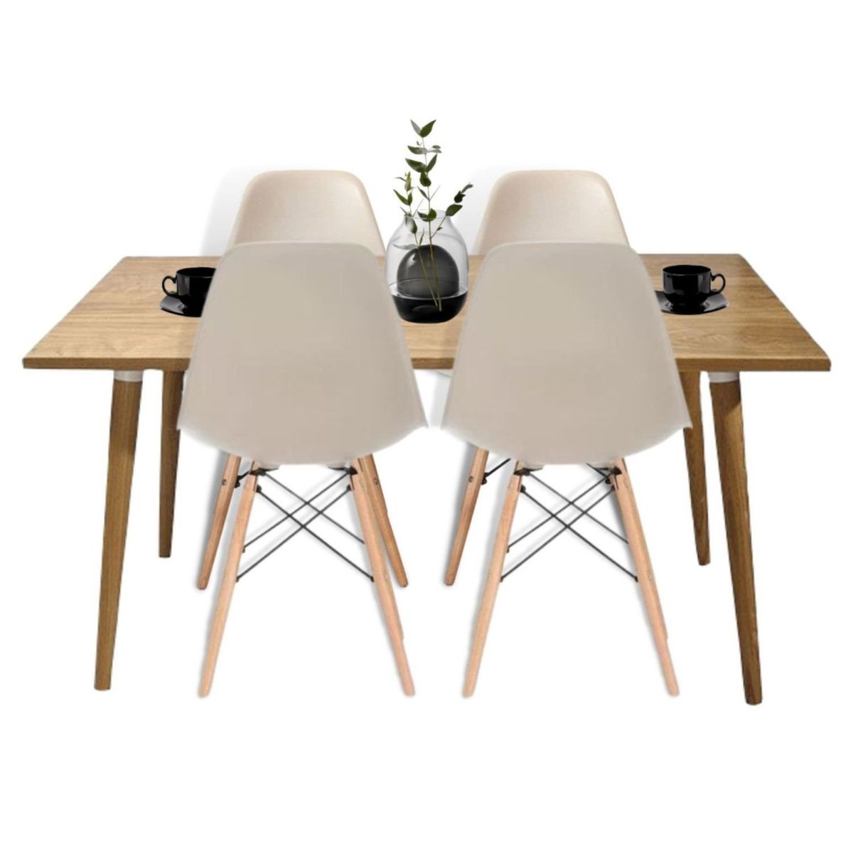 EKONOMODO - Juego de Comedor Moderno para 4 Personas (Comedor + 4 Sillas) Ekonomodo 