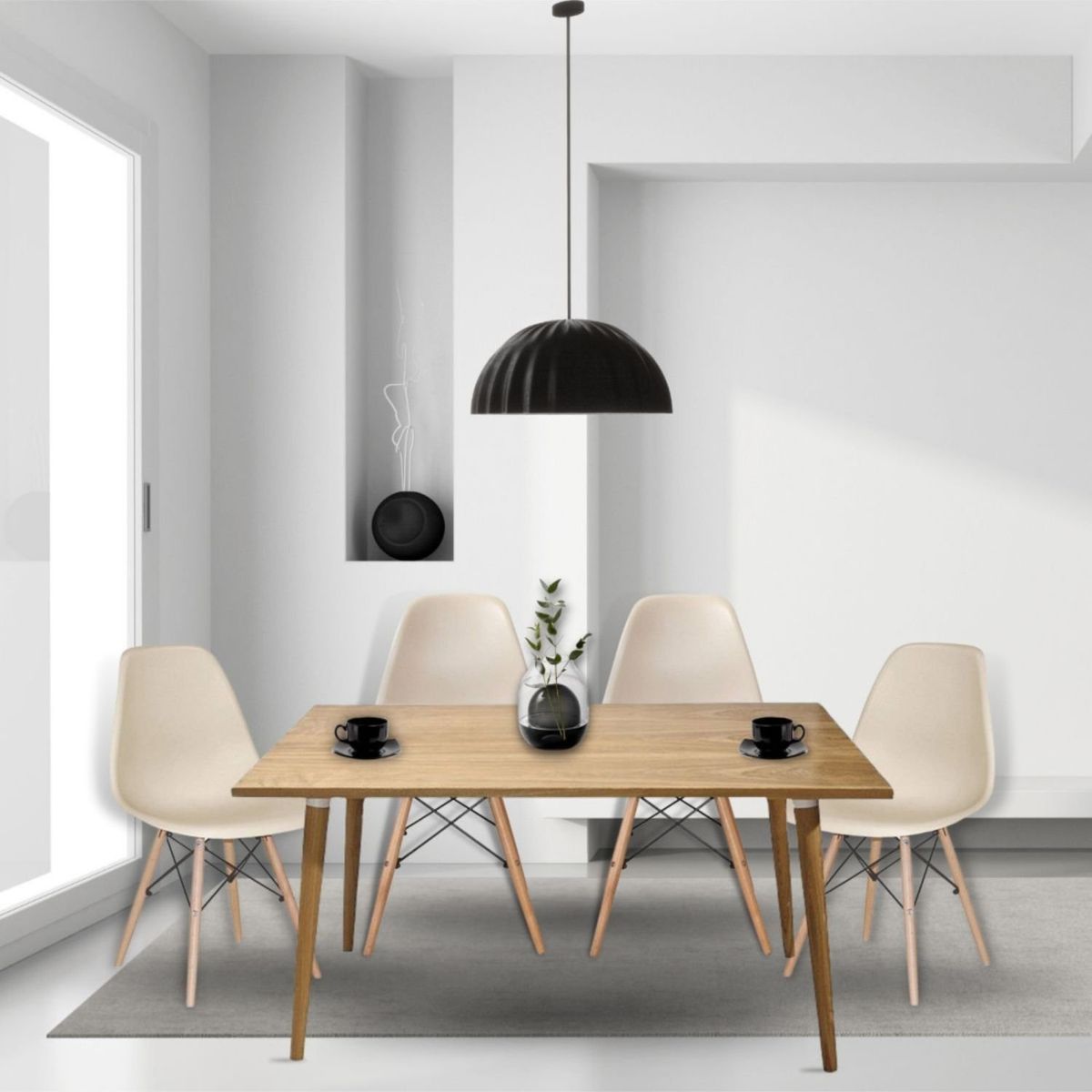 EKONOMODO - Juego de Comedor Moderno para 4 Personas (Comedor + 4 Sillas) Ekonomodo 