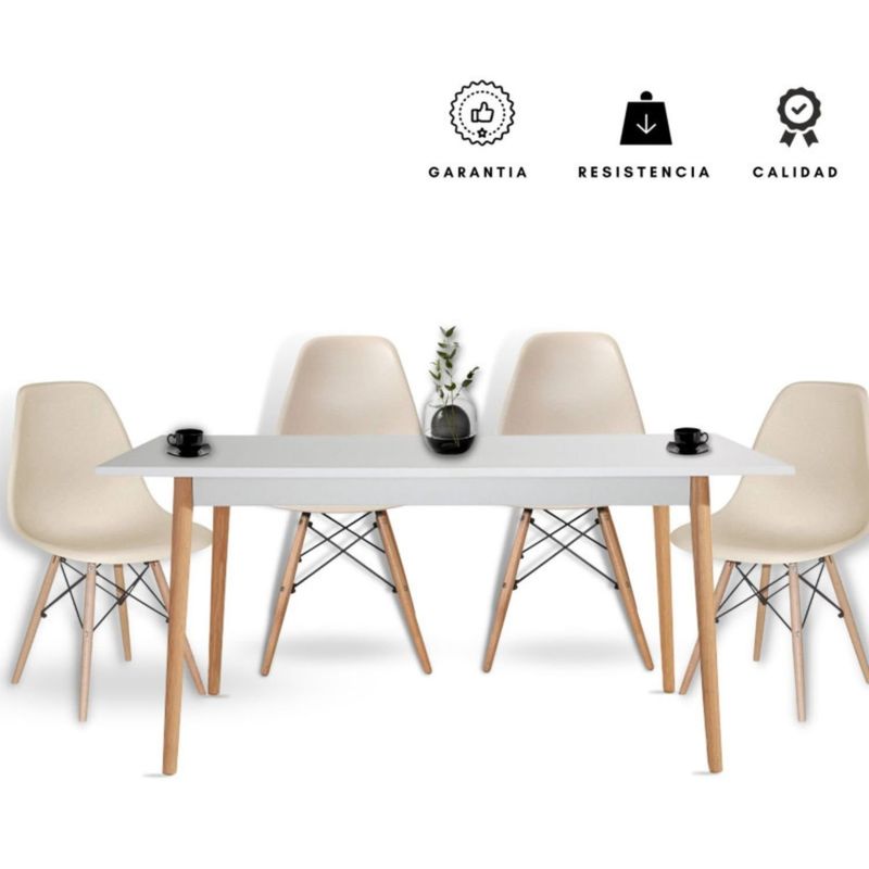 EKONOMODO - Juego de Comedor Moderno para 4 Personas (Comedor + 4 Sillas) Ekonomodo 