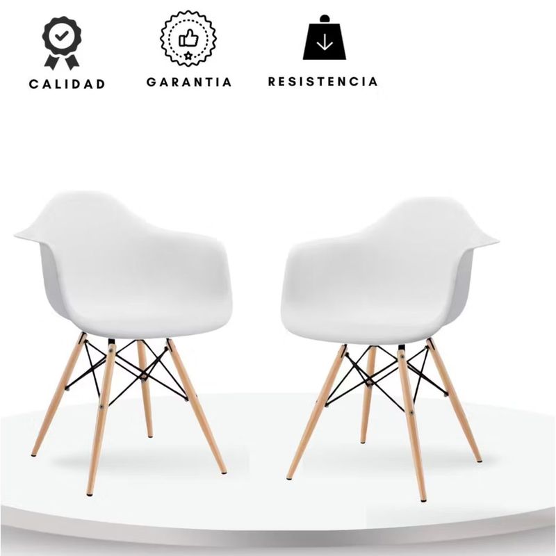 EKONOMODO - Set X2 Silla de Comedor  con Patas de Madera 80 x 62 x 58 cm Ekonomodo 