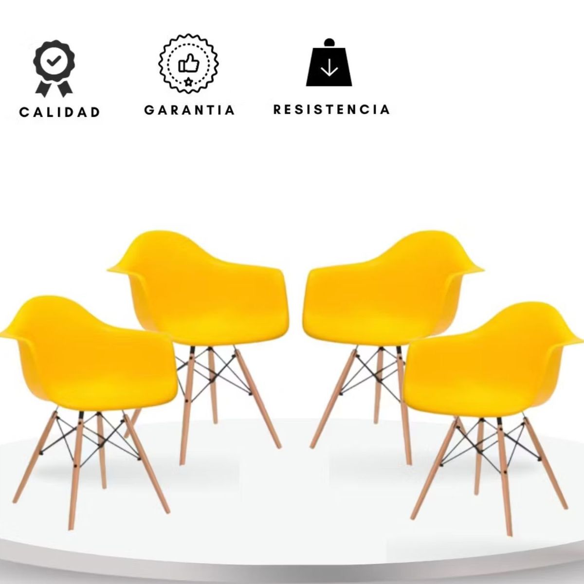 EKONOMODO - Set X4 Silla de Comedor  con Patas de Madera 80 x 62 x 58 cm Ekonomodo 