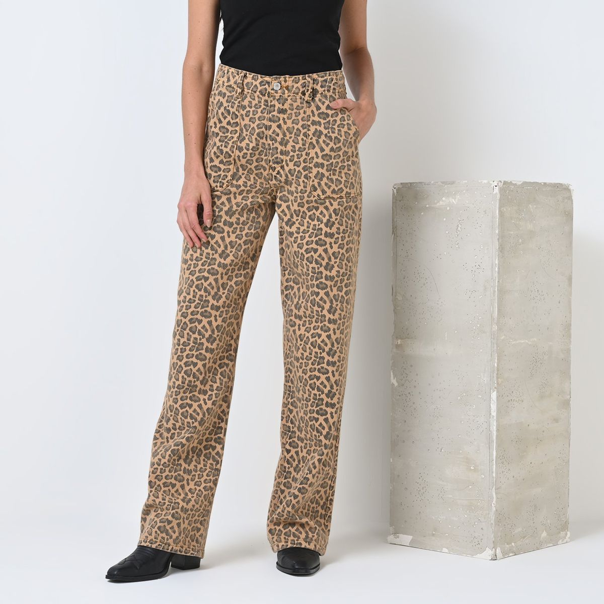 BASEMENT - Jean Straight Mujer Tiro alto Animal print Basement 