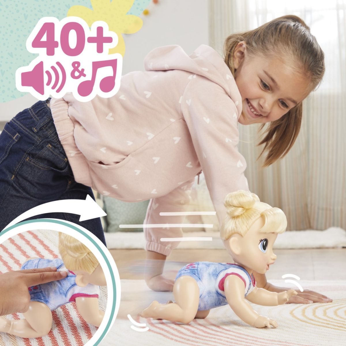 BABY ALIVE - Muñeca Baby Alive Gatea y juega Harper Hugs
