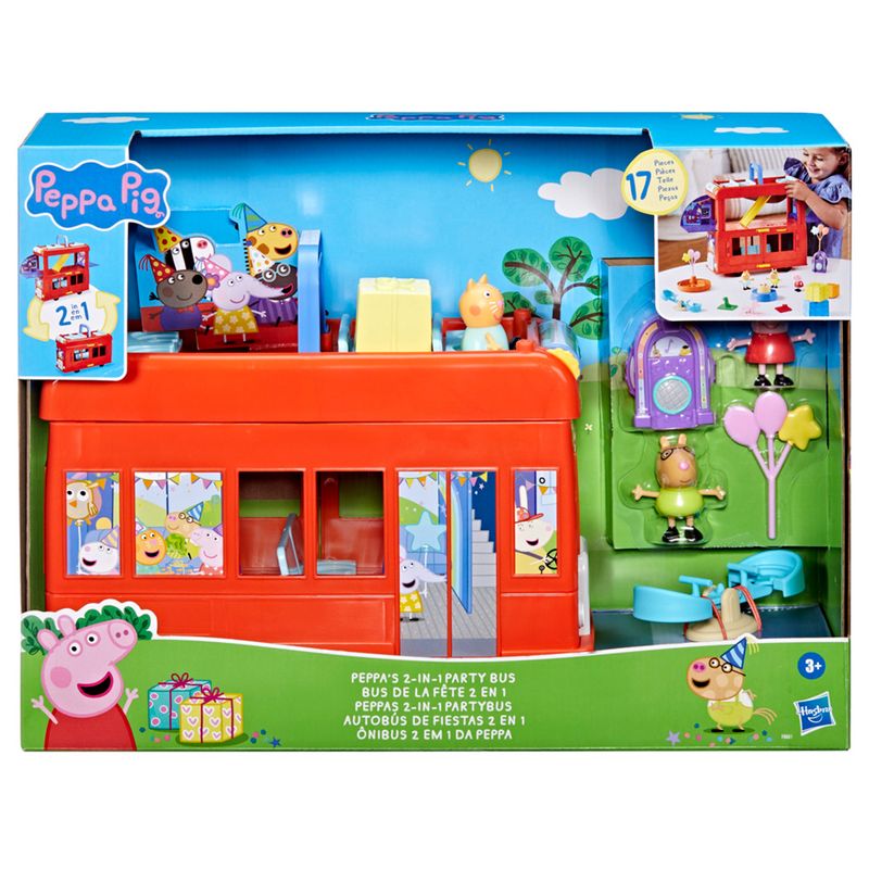 PEPPA PIG - Muñeca Peppa Pig: Autobús de Fiestas 2 en 1