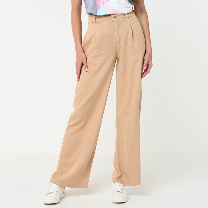 APOLOGY - Pantalón Wide Leg Mujer Tiro medio de Rayas Apology