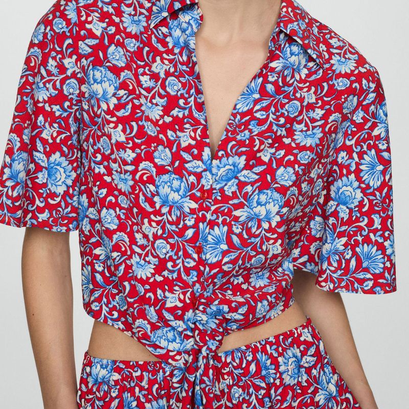 MANGO - Camisa Mujer con Estampado Manga corta MANGO