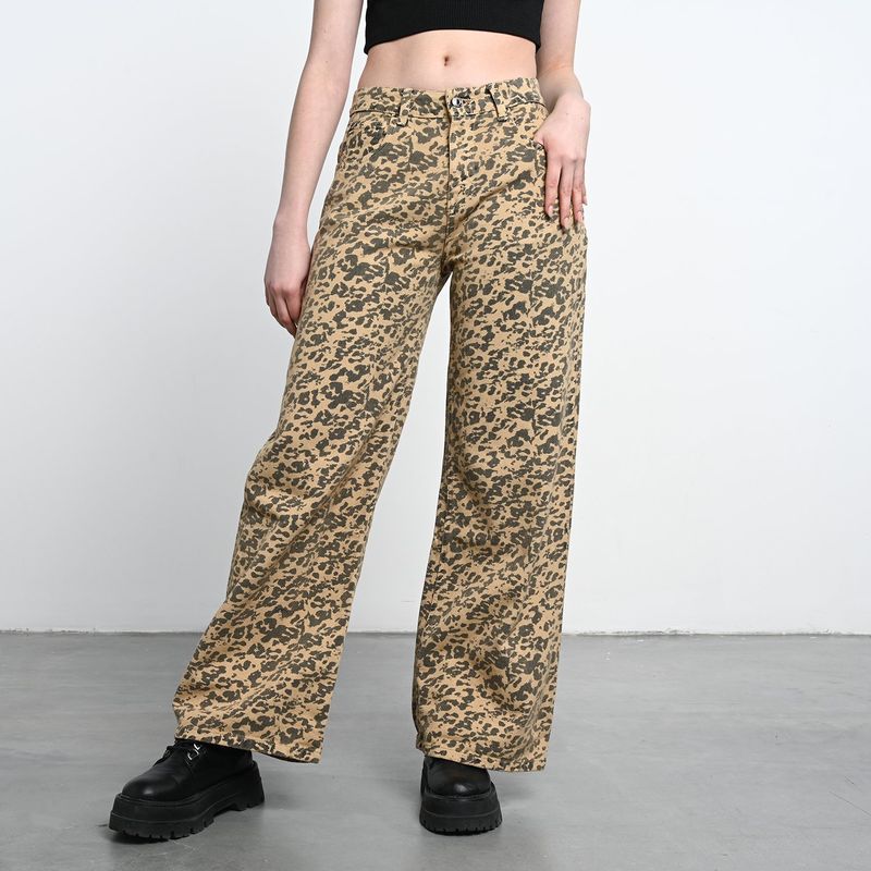 DENIMLAB - Jean Wide Leg Mujer Animal print Denimlab