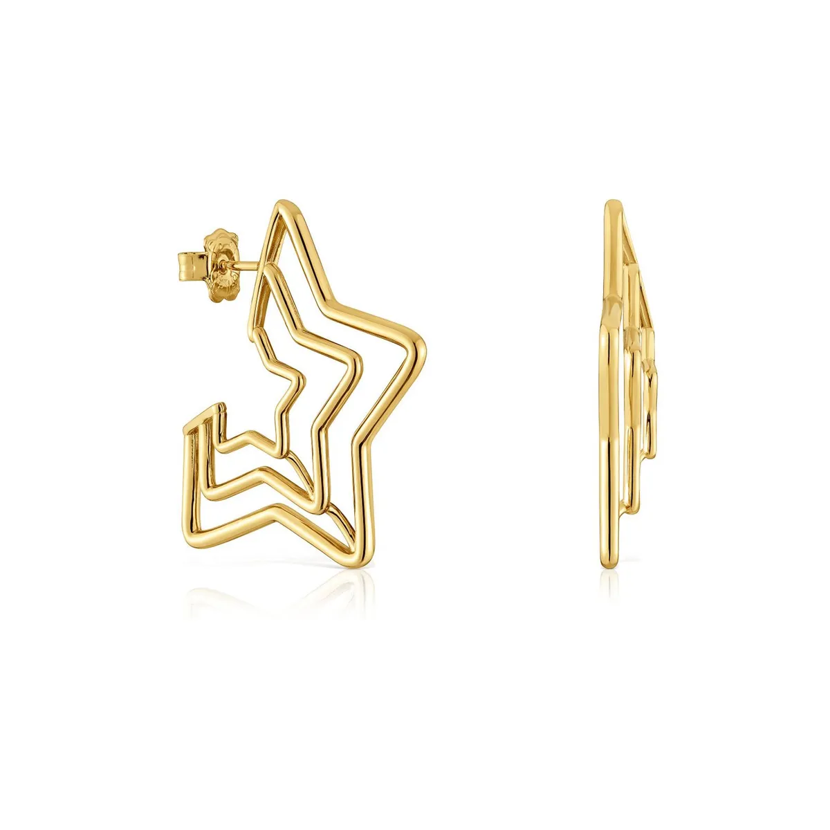 TOUS - Pendientes triple estrella con baño de oro 18 kt sobre plata Bickie