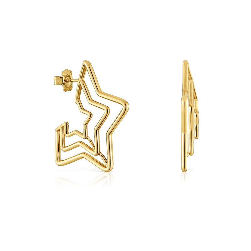 TOUS - Pendientes triple estrella con baño de oro 18 kt sobre plata Bickie