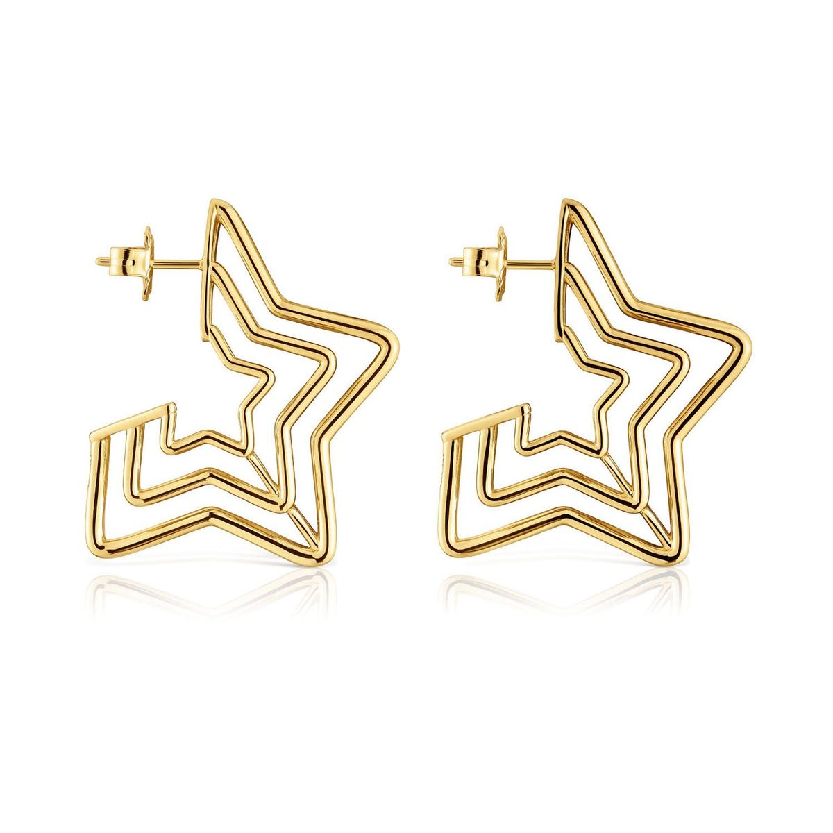 TOUS - Pendientes triple estrella con baño de oro 18 kt sobre plata Bickie