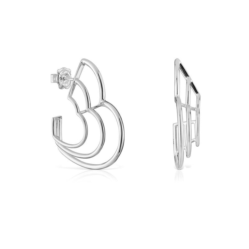 TOUS - Pendientes triple corazón de plata Bickie