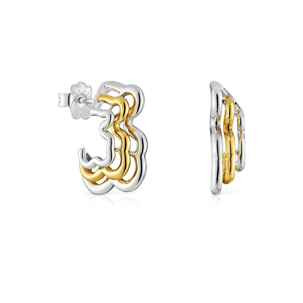 TOUS - Pendientes pequeños triple oso bicolor Bickie