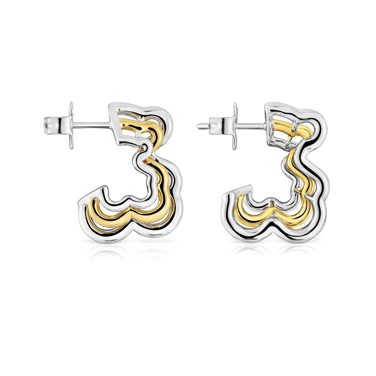 TOUS - Pendientes pequeños triple oso bicolor Bickie