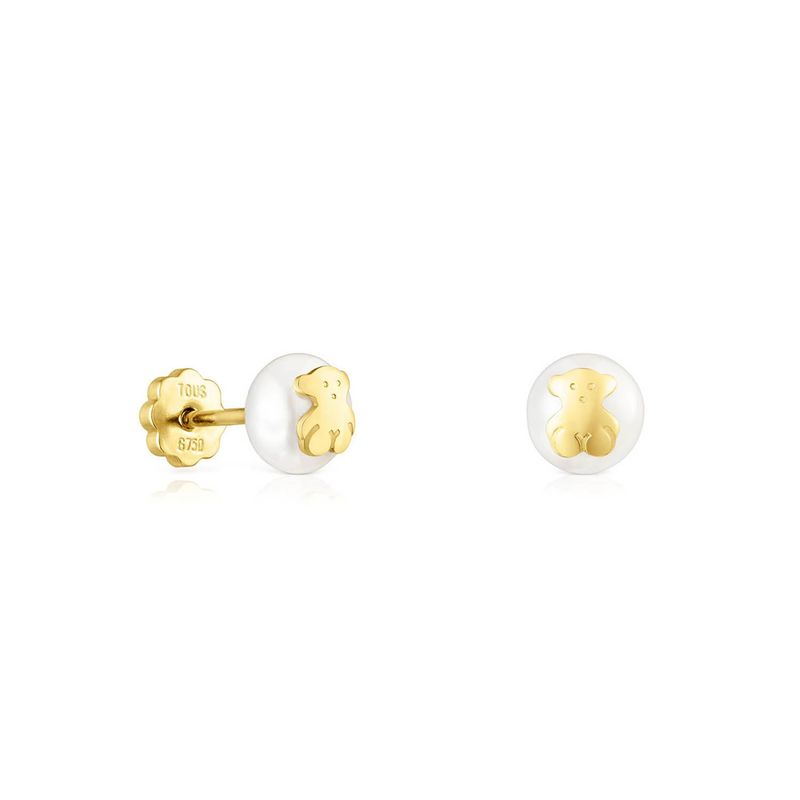TOUS - Pendientes de oro y perla motivo oso Baby TOUS