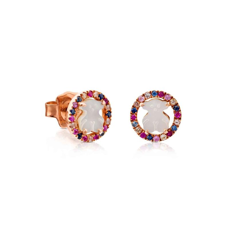 TOUS - Pendientes con baño de oro rosa 18 kt sobre plata y nácar y zafiro multicolor Camille