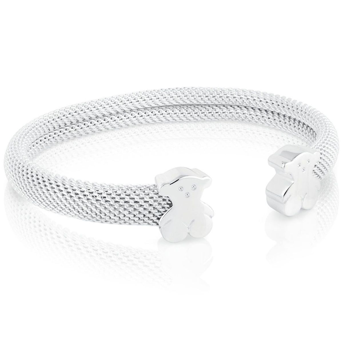 TOUS - Esclava de plata con malla de 7x4 y motivos oso Mesh
