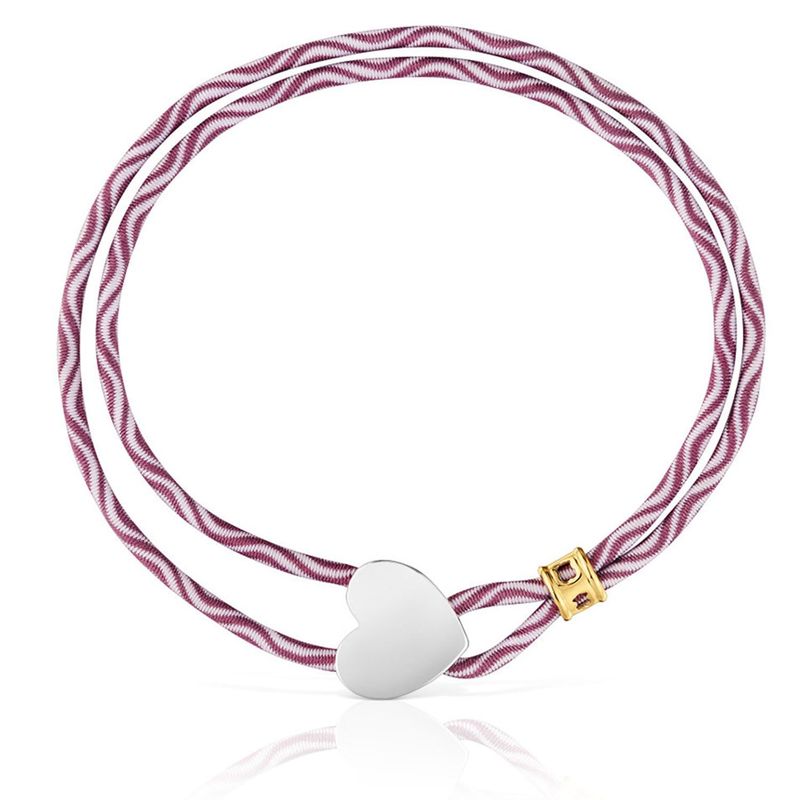 TOUS - Pulsera elástica burdeos con corazón de plata Sweet Dolls