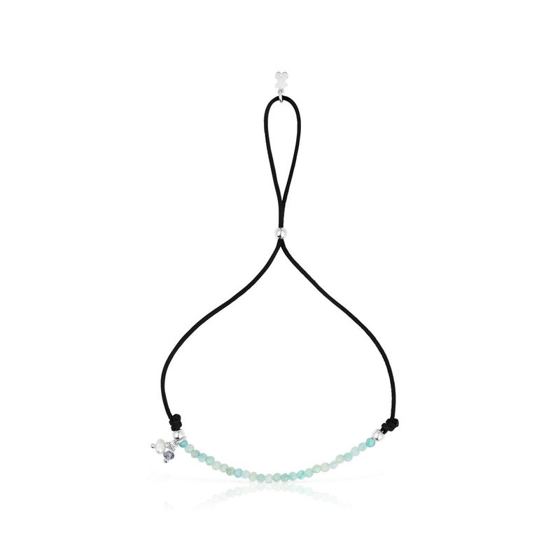 TOUS - Pulsera de nylon negro con amazonitas Camille