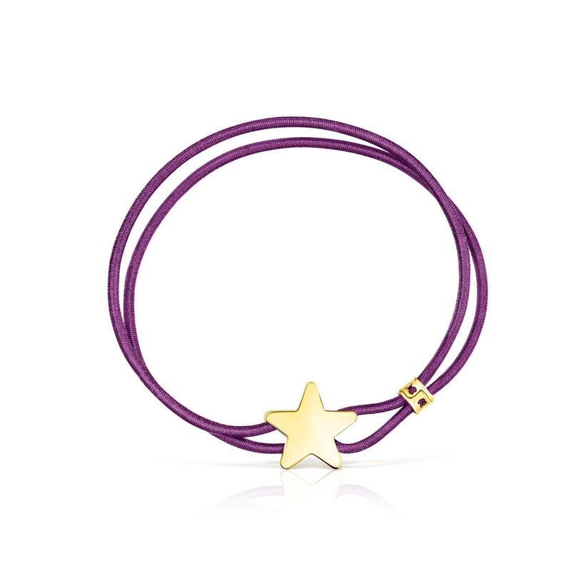 TOUS - Pulsera elástica lila con estrella con baño de oro 18 kt sobre plata Sweet Dolls
