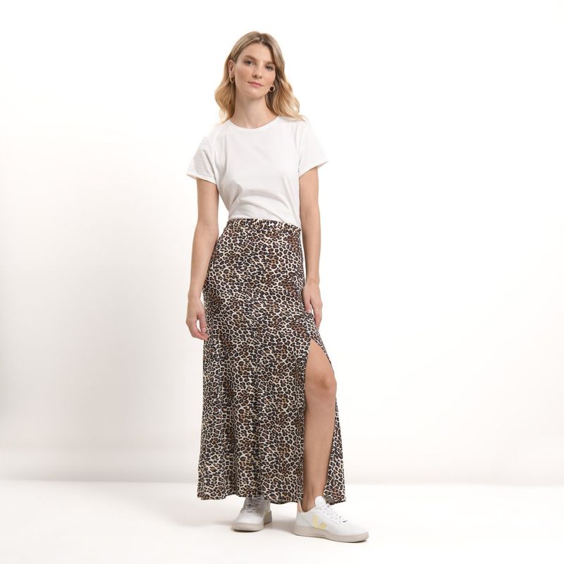 BASEMENT - Falda Midi Mujer Animal print Basement