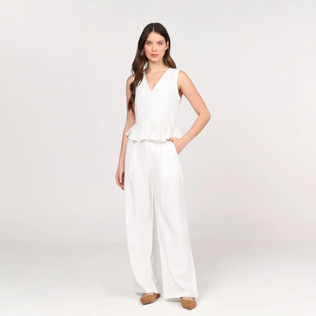 BASEMENT - Pantalón Recto Mujer Tiro alto Basement