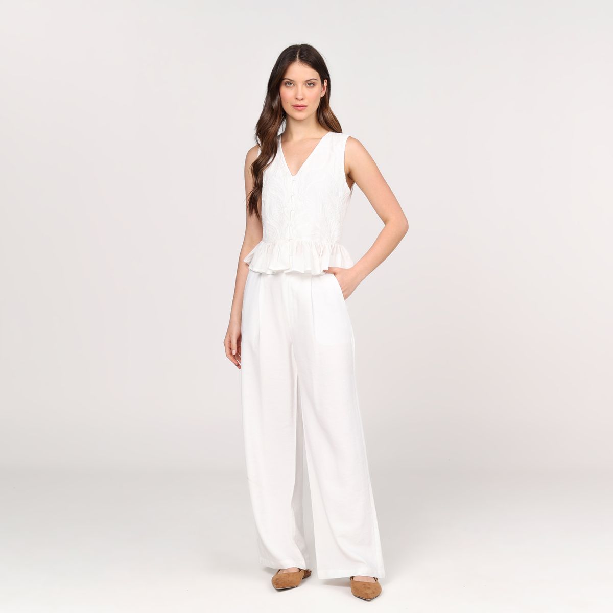 BASEMENT - Pantalón Recto Mujer Tiro alto Basement