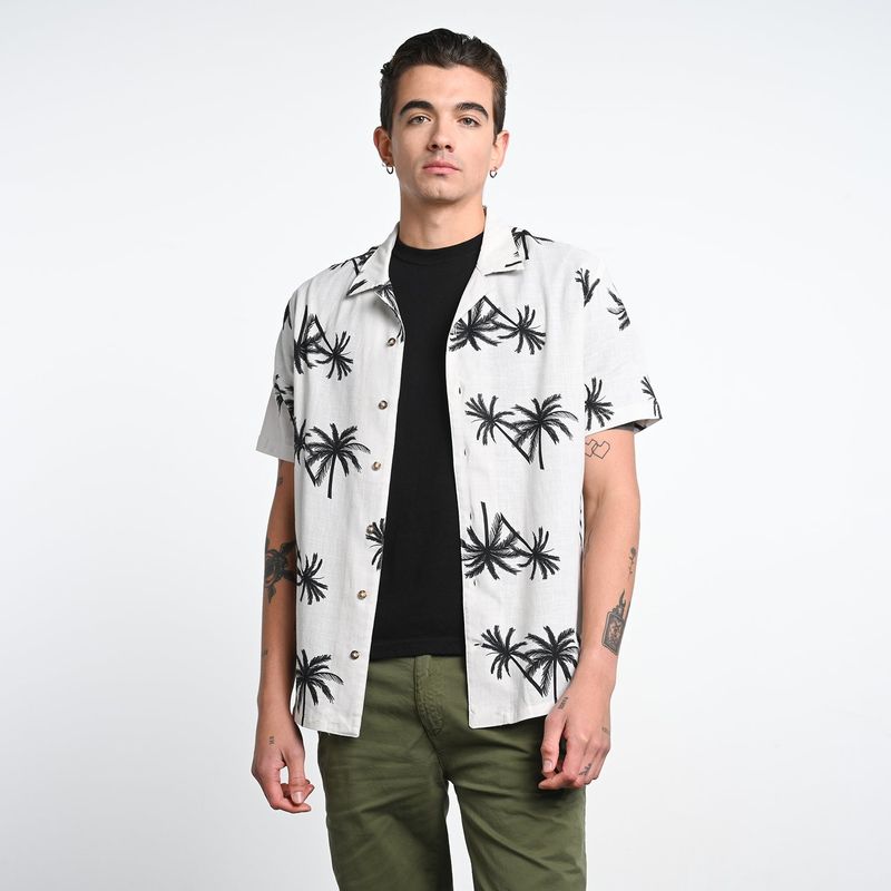 DENIMLAB - Camisa Hombre con Estampado Manga corta de Algodón Denimlab