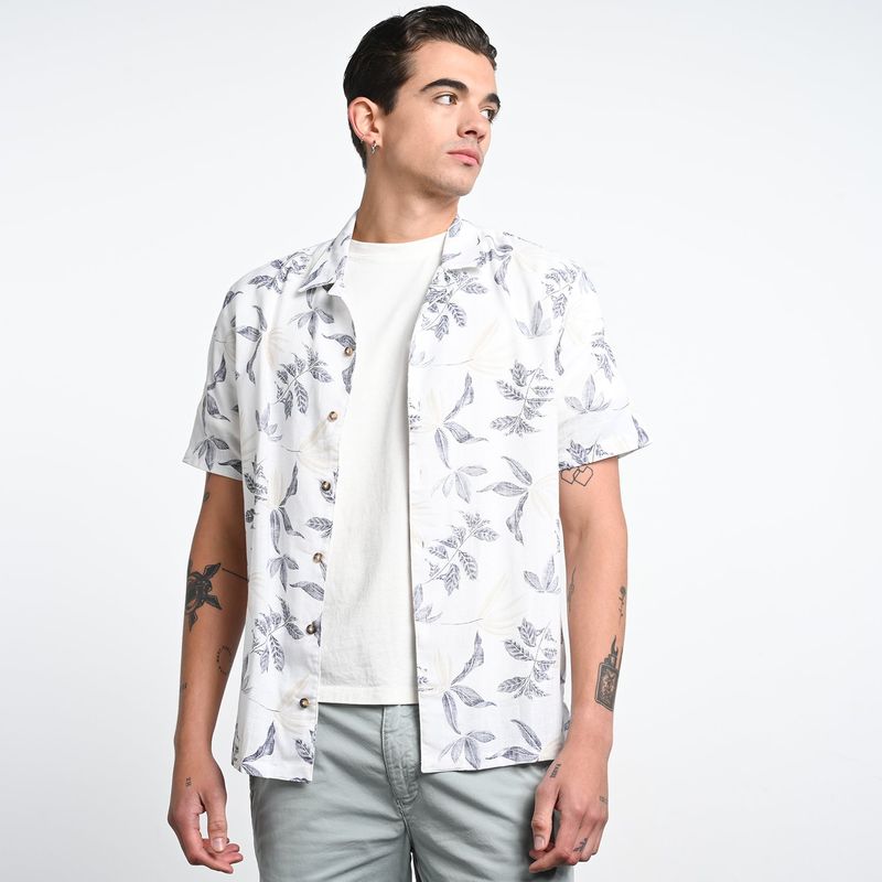 DENIMLAB - Camisa Hombre con Estampado Manga corta de Algodón Denimlab