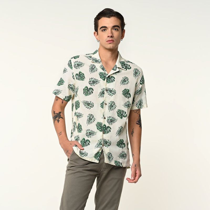 DENIMLAB - Camisa Hombre con Estampado Manga corta de Algodón Denimlab