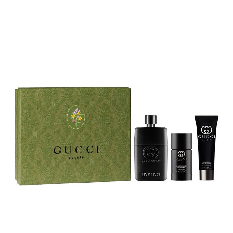 GUCCI - Set de Perfume Hombre Gucci incluye: Perfume Gucci Guilty Pour Homme Eau de Parfum 90ml (3.0oz) - Gel de ducha 50ml (1.6oz) - Desodorante Gucci Guilty Pour Homme 75ml (2.5oz)