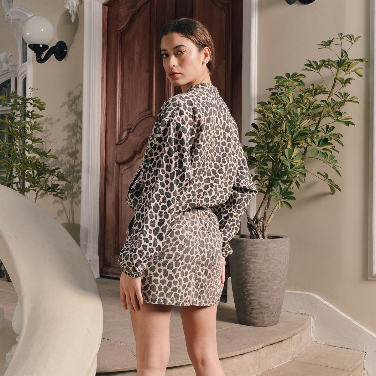 SYBILLA - Chaqueta Mujer Animal print Crop Sybilla