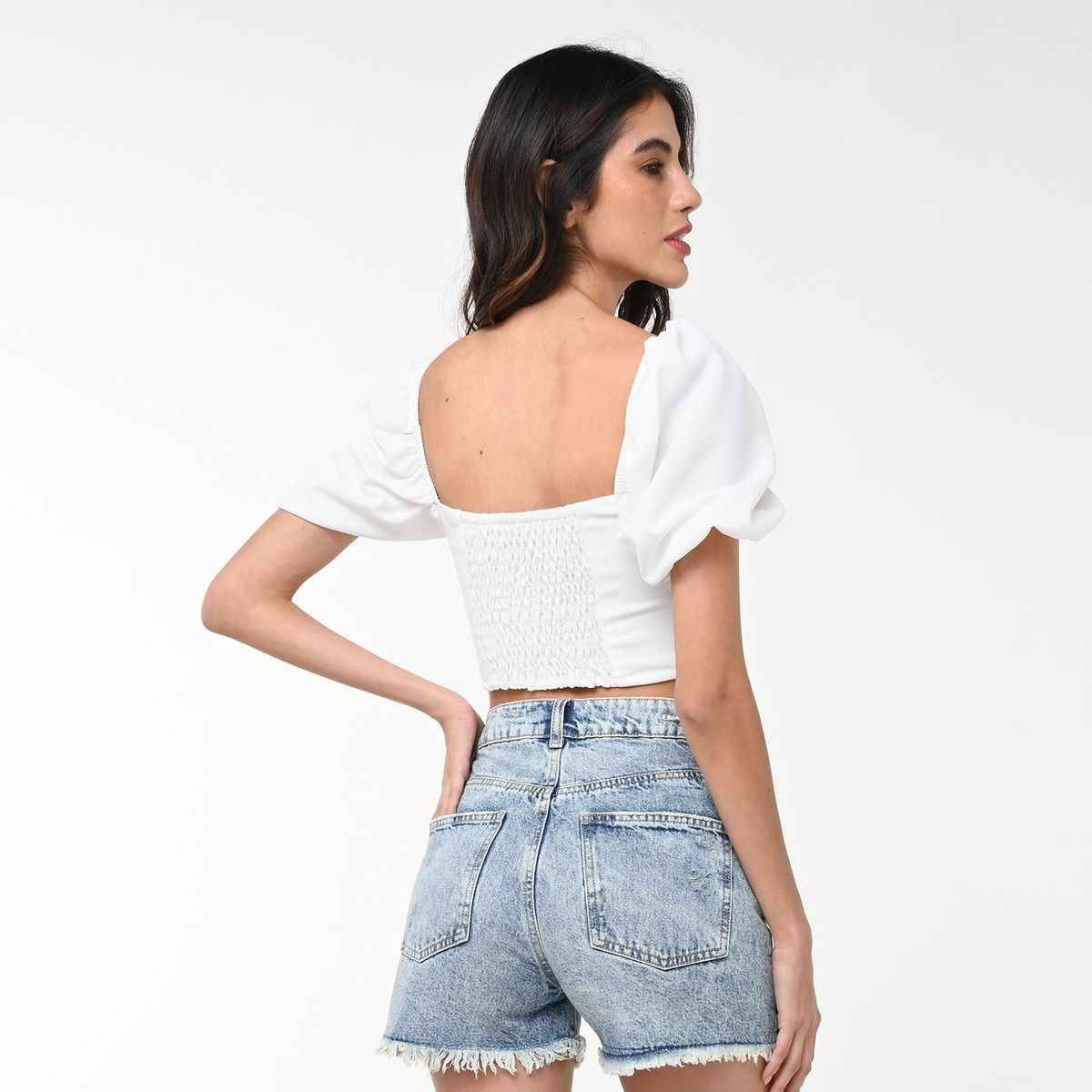 MOSSIMO - Short Mujer Tiro alto Brillante de Algodón Mossimo