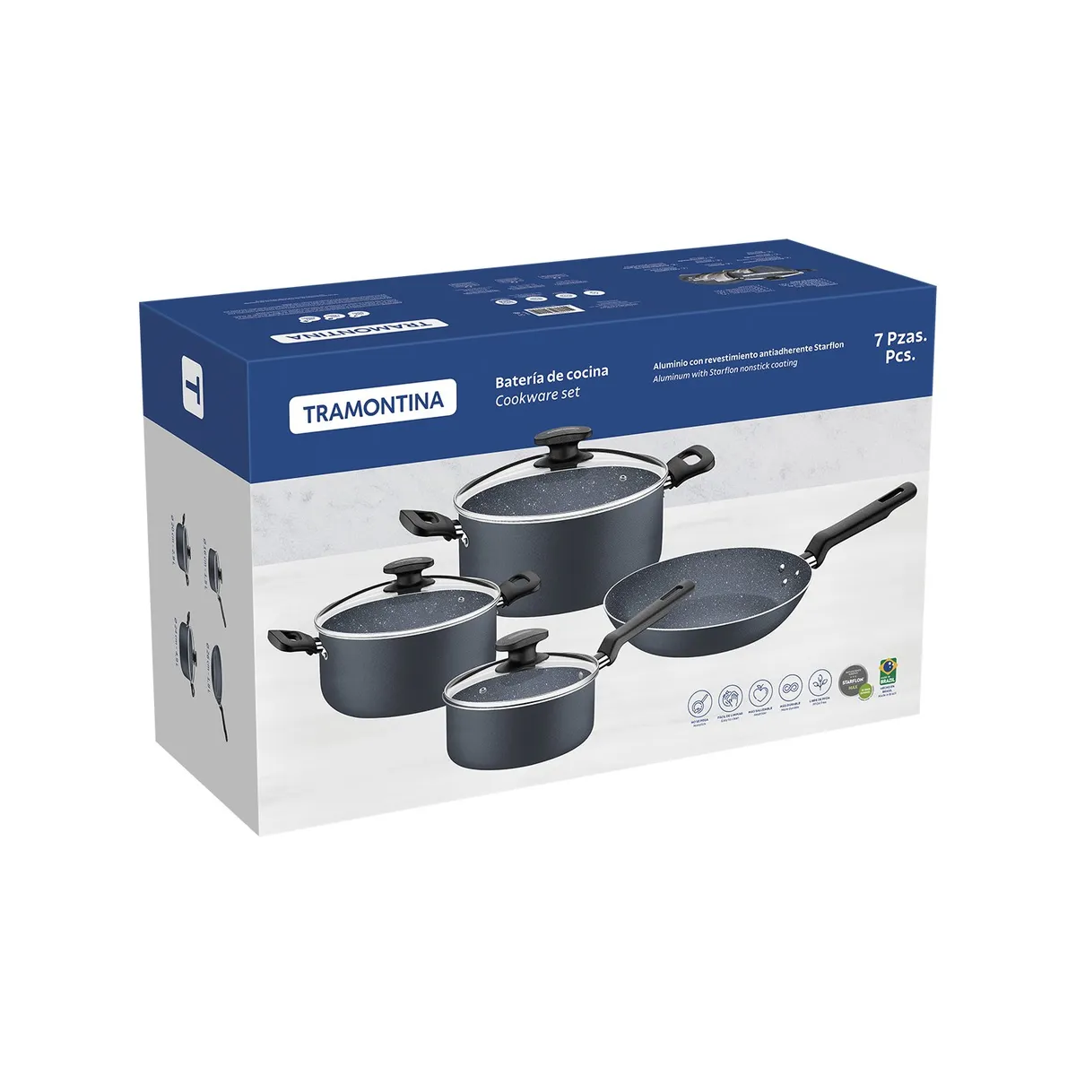 TRAMONTINA - Juego de ollas antiadherente Tramontina Aluminio 7 Piezas