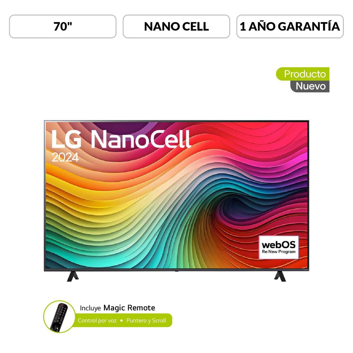 LG - Televisor LG | 70 pulgadas NANO CELL 4K UHD | 70NANO80TSA.AWC