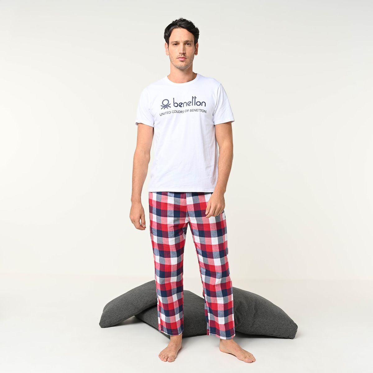 BENETTON - Pijama Hombre Largo Manga corta de Algodón Benetton