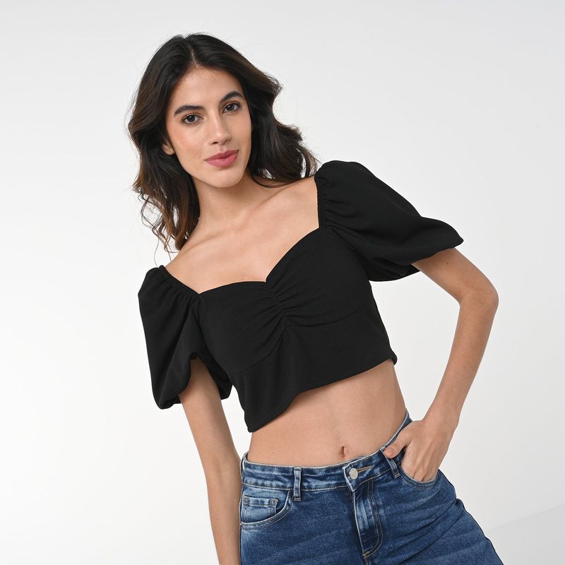 MOSSIMO - Crop top Mujer Manga corta globo Mossimo