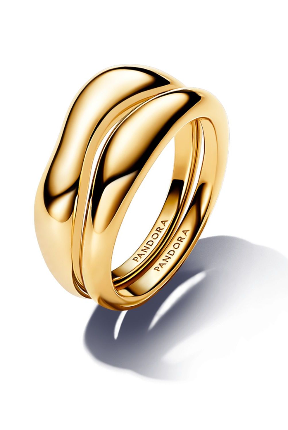 PANDORA - Anillos Pandora Combinables Forma Organica Recubrimiento en Oro 