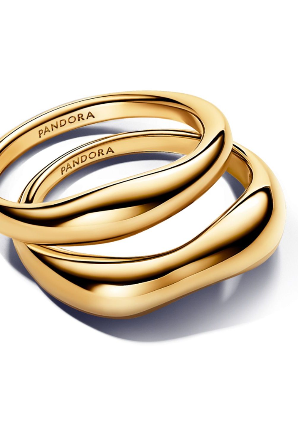 PANDORA - Anillos Pandora Combinables Forma Organica Recubrimiento en Oro 