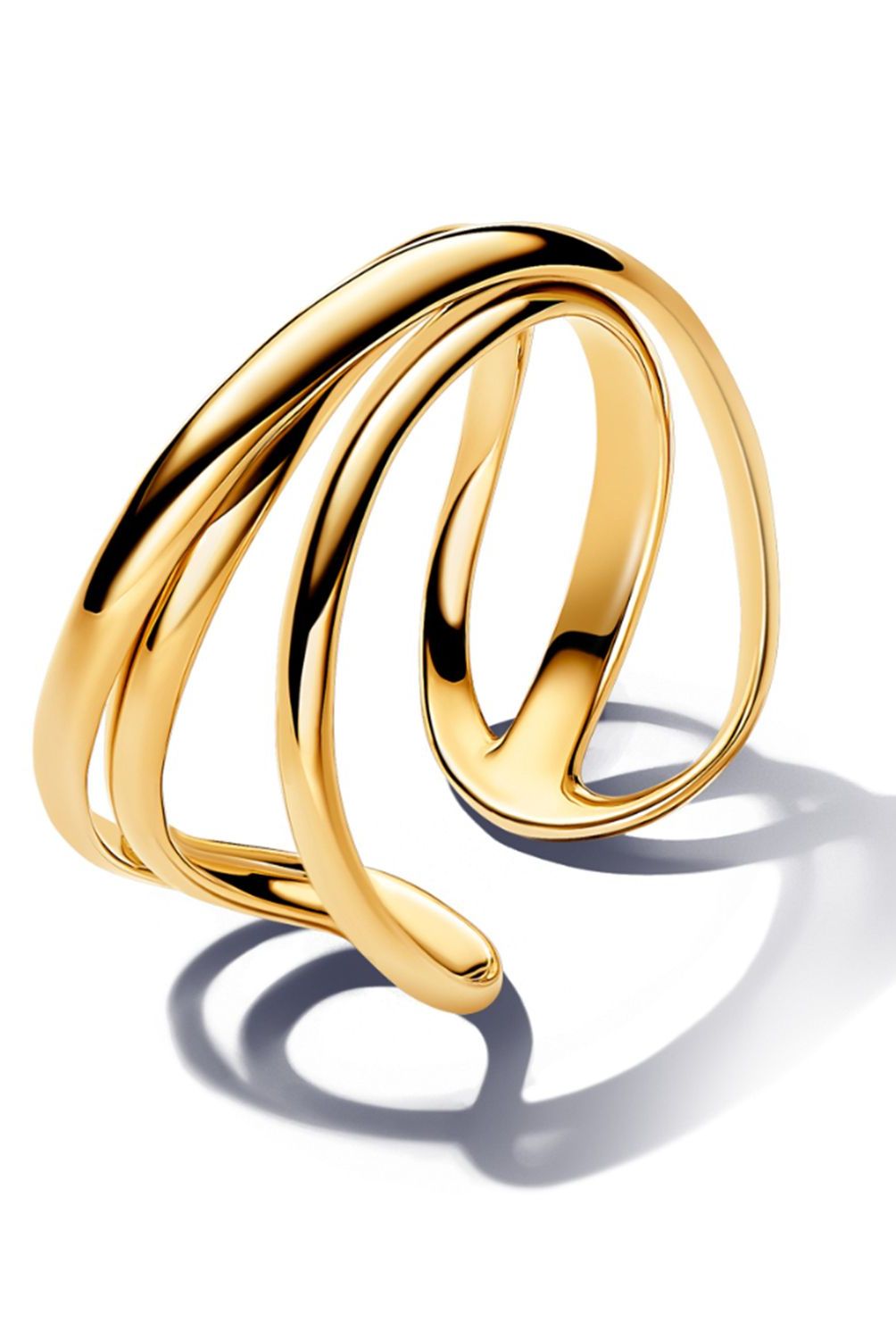 PANDORA - Anillo Pandora Abierto Triple Banda Forma Recubrimiento en Oro 