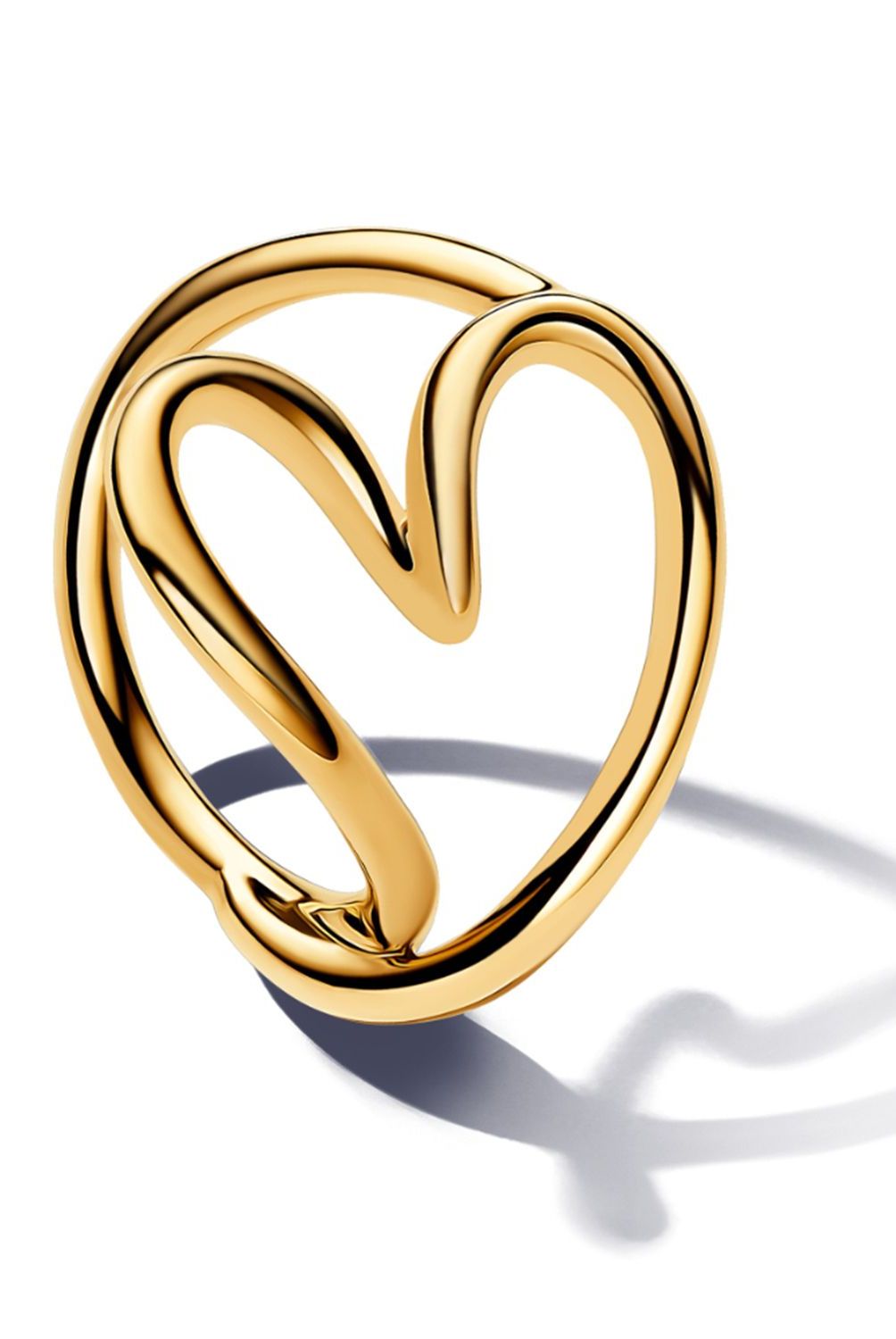 PANDORA - Anillo Pandora Corazón Forma Orgánica Recubrimiento en Oro 