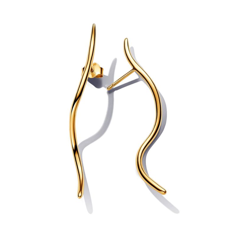 PANDORA - Aretes Pandora Botón Alambre Forma Orgánica Recubrimiento en Oro