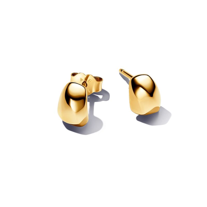 PANDORA - Aretes Pandora Botón Forma Orgánica Recubrimiento en Oro