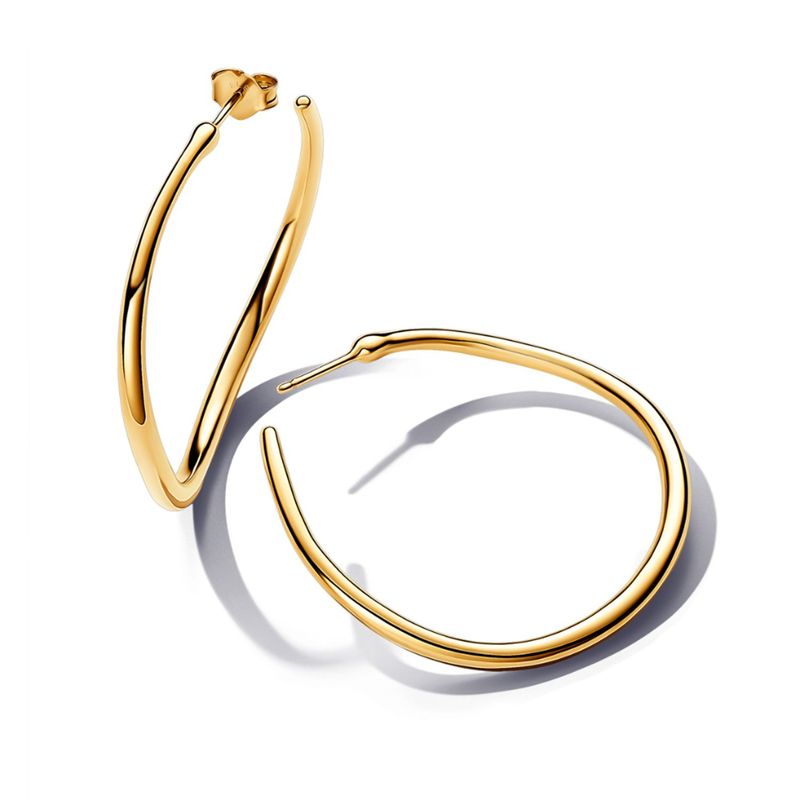 PANDORA - Aretes Pandora Aro Abiertos Forma Orgánica Recubrimiento en Oro