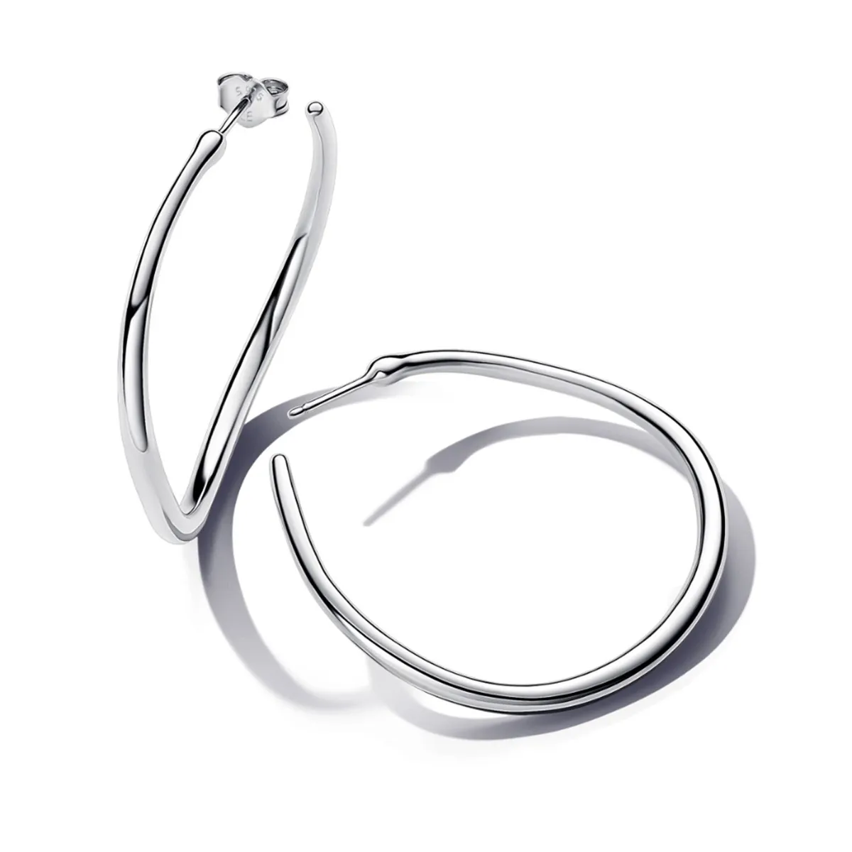 PANDORA - Aretes Pandora Aro Abierto Forma Orgánica Plata Esterlina
