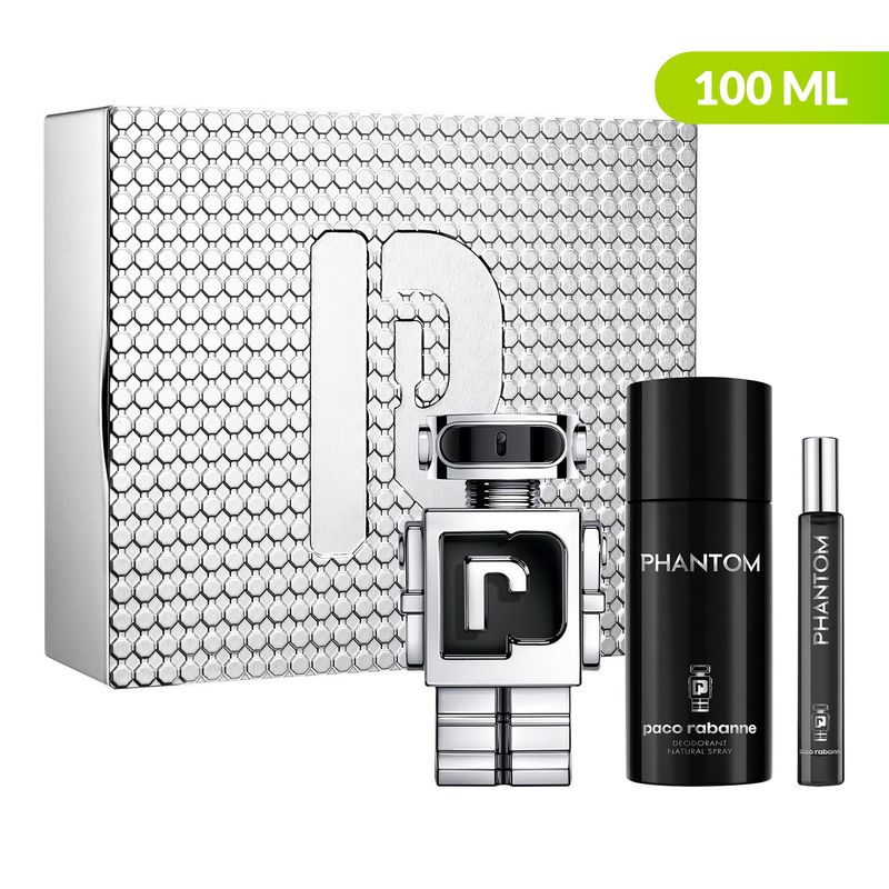 RABANNE - Set de Perfume Hombre Phantom Rabanne Incluye: Perfume 100 ml + Desodorante + Perfume Travel Size