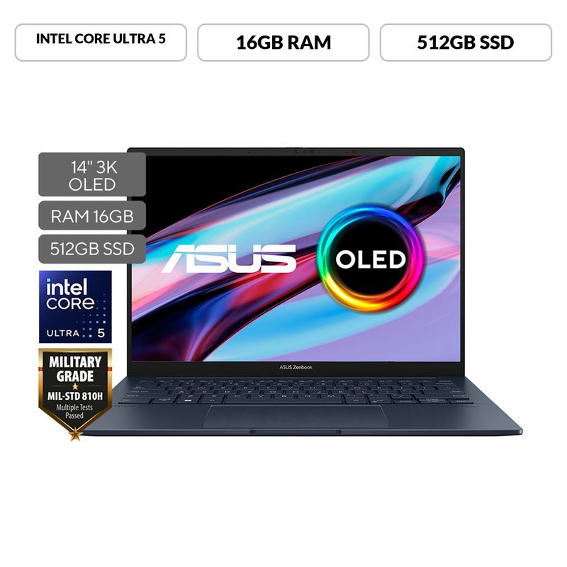 ASUS - Portátil ASUS Zenbook 14 OLED | Intel Core Ultra 5 | 16GB de RAM | 512GB SSD de almacenamiento | Windows 11 |14 Pulgadas | UX3405MA-PP550W |  Computador portátil