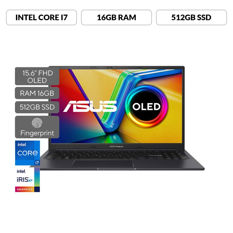 ASUS - Portátil ASUS Vivobook 15X OLED | Intel Core i7 | 16GB de RAM | 512GB SSD de almacenamiento | Windows 11 |15.6 Pulgadas | K3504ZA-L1024W |  Computador portátil