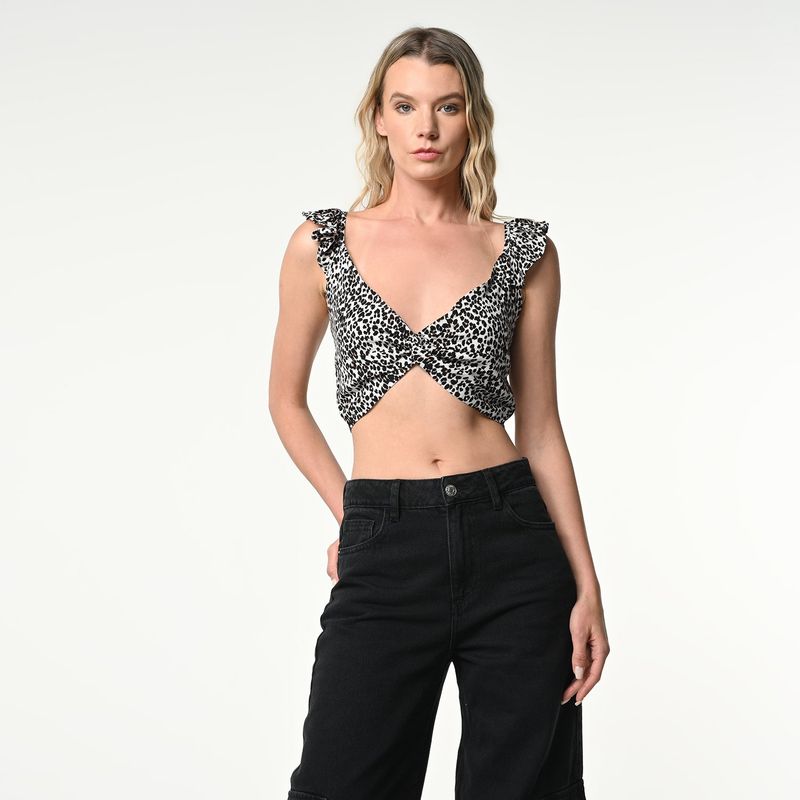 DENIMLAB - Crop top Mujer Animal print Sin mangas Denimlab