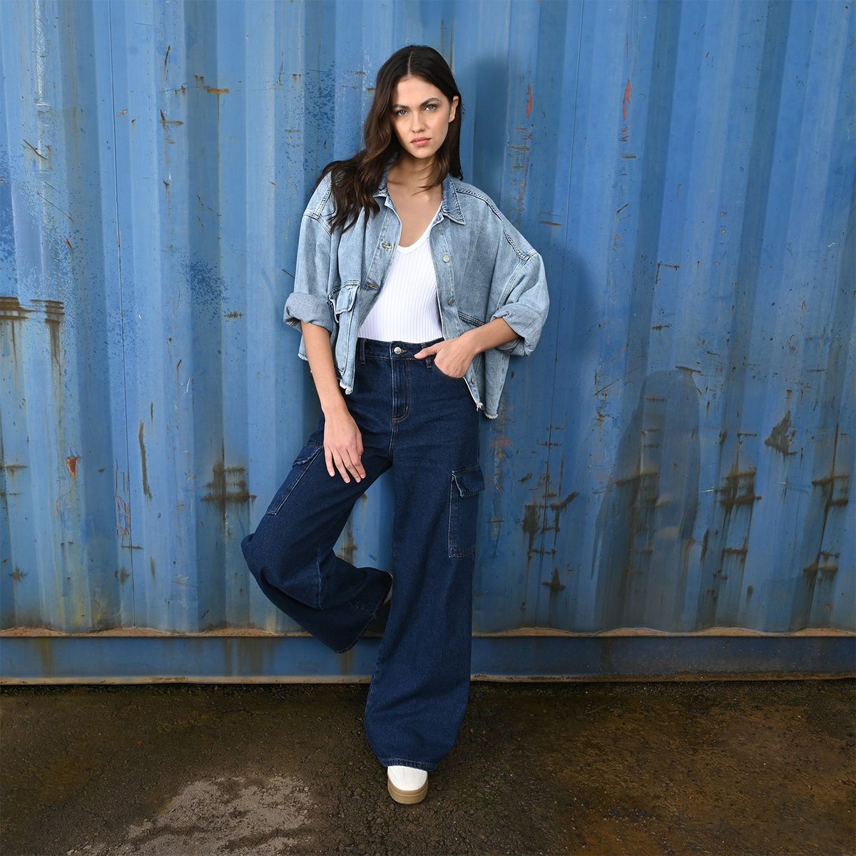 DENIMLAB - Jean Wide Leg Mujer Tiro alto Denimlab